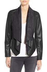 Access Denied Drape Front Jacket Faux Leather Moto Jacket Women Clothes Sale