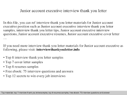 Example of thank you email after a job interview. Junior Account Executive