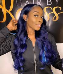 Black And Blue Wig Hair By Kemss On Instagram In Loveeeee Swippeee Diamonddivahairextensions Lace Blue Hair Black Girl Hair Color For Dark Skin Weave Hair Color