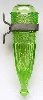 Old Antique Green Vaseline Glass Car Flower Vase With Bracket Vaseline Glass Glass Green Glassware