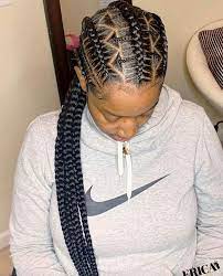 Jumbo Cornrows All Back Hairstyle Feed In Braids Ponytail Feed In Braid All Back Hairstyle