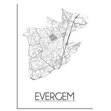 Zoekt u de kaart of plattegrond van evergem en omgeving? Evergem Plattegrond Stadskaart Wanddecoratie Zwart Wit Designclaudshop