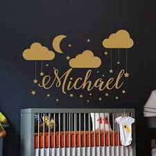 Name Wall Decal Baby Nursery Wall Decal Boy Name For Son S Nursery Vinyl Decal Clouds Wall Decor Moon Stickers Decal Star Art Decor S79 Nursery Vinyl Decals Name Wall Decals Baby