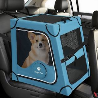 Secured back-seat carrier for small to medium dogs., AI generated