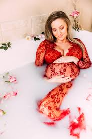 Maternity swimsuit one piece elegant v neck pregnancy swimwear tie front bowknot bathing suit monokini. Stunning Aga In A Milk Bath Maternity Session Double You Photography
