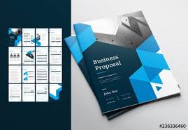 Stock Template Of Business Proposal Layout With Blue Accents Search More Similar Templates At A Business Folder Design Business Proposal Company Folder Design