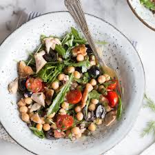 Kichererbsen Rucola Salat Mit Wildlachs Rezept Rucola Salat Kichererbsen Rezepte