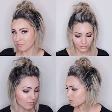 The width of the curls depends on. Top Knot For Short Hair Short Hairstyle Soft Bob Haircut Hair Styles Short Hair Updo Short Hair Styles