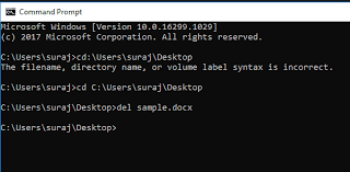 Doing so will make the deletion process easier as you won't have to change the deletion location from within command prompt. Delete A Folder Or File Using Command Prompt Cmd Techcult