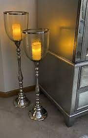 Groups including five to seven candle holders can be. Pier 1 Large Glass Silver Floor Standing Pillar Candle Holders Ebay