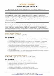 Branch Manager Trainee Resume Samples Qwikresume