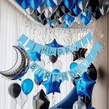 Birthday Blue Black And Silver Party Decorations Partywoo Black Blue Silver Birthday Balloons Pack 55 Pcs Star Balloons Moon Balloons Happy Birthday Ba Silver Balloon Happy Birthday Balloons Birthday Balloons
