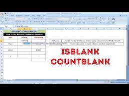 In Excel How To Use Isblank Countblank Function Tamil Youtube In 2020 Excel Being Used Function