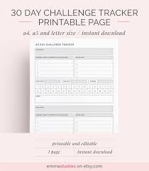 30 Day Challenge Tracker Printable Motivational Habit Etsy Motivational Printables 30 Day Challenge Lettering