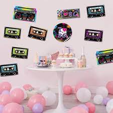 We offer best retro party supplies online @ best prices. 1980s Party Decorations 80s Theme Party Hanging Cards Decorating Kit Retro Design With 2 Ropes And