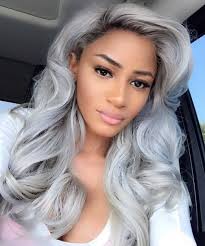 Black And Grey Lace Front Wig Fashion Wavy Ombre Silver Grey Bodywave Synthetic Lace Front Wig Glueless Long Natural Black Gray Heat Resistant Wigs For Women Hair Styles Wig Hairstyles Hair