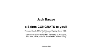 Jack barzee and the dubuque fighting saints, ushl, 1980 1981