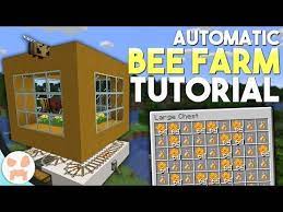 Minecraft Automatic Bee Farm Tutorial Honey Honeycomb Farm Easy Youtube Minecraft Farm Minecraft Automatic Farm Cute Minecraft Houses