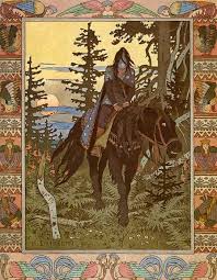 Vasilisa The Beautiful And Baba Yaga Illustrated By Ivan Bilibin The Road Of Ashes Descent And Grief By Ivan Bilibin Riding A Dark Horse Note The Play Of This Fairytale Art Ivan Bilibin Fairytale Illustration