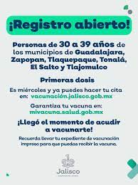 May 16, 2021 · jalisco. Secretaria De Salud Jalisco Tienes Entre 30 Y 39 Anos Y Vives En El Area Metropolitana El Registro Para Obtener Tu Vacuna Ya Esta Habilitado Para Hacer Tu Cita En Vacunacion Jalisco Gob Mx