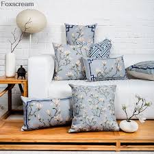 Chinese Decorative Pillows Flower Cushion Blue Throw Pillows Cusion Seat Couch Chair Cushions Ho Blue Throw Pillows Cushions On Sofa Contemporary Throw Pillows