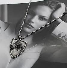 Scddboy Norse Bear Claw Amulet Necklace for Men,Eagle Wolf Head Pendant  Necklace with 22+2" Stainless Steel Chain