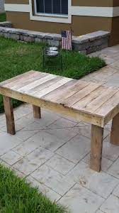 This Long End Table From Pallets Is A Simple Design And Easy To Build The Rustic Charm It Brings To Our Home Can T Be In 2020 Pallet Table Diy End Tables
