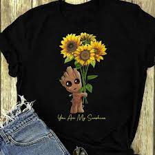 Pretty Baby Groot You Are My Sunshine Sunflowers Shirt Hoodie Sweater Longsleeve T Shirt