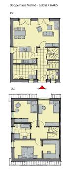 Grundriss Doppelhaushalfte Mit Satteldach 4 Zimmer 125 Qm Erdgeschoss Kuche Offen Terrasse Obergeschoss Grundriss Fertighaus Bauen Doppelhaus Grundriss