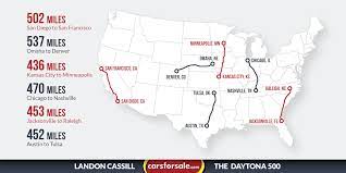 How many road courses will be on the 2018 monster energy nascar cup series schedule? The Daytona 500 Is A 500 Mile Race Just How Far Is 500 Miles Nascar Landon Cassill Daytona 500 Kansas City