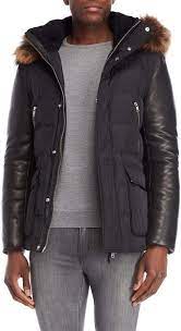 Mackage Real Fur Trim Leather Sleeve Down Coat Leather Sleeve Suede Coat Winter Jackets