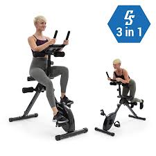 Azura Fusion Fahrrad Heimtrainer 3in1 Produkt Cardio Und Standing Bike Sowie Ab Trainer Kombiniert Ausdauer Und Krafttraining Inklusive Trainingsvideo Mit Integriertem Tablethalter Zusamm