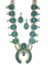 Turquoise Petit Point Squash Blossom Necklace Set By Zuni Evangeline Tsabetsaye Southwest Squash Blossom Necklace Turquoise Necklace Silver Jewelry Handmade