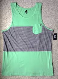Black And White Striped Tank Top Mens Nwt 35 New Volcom Stone Pocket Tank Top Mint Green Black White Stripe Mens Xl Pocket Tank Tops Black White Stripes Pocket Tank