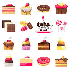 Den kuchen bei umluft auf 180°c 45 minuten backen. Set Von Funfzehn Kostlichen Desserts Leckere Kleine Kuchen Karamell Lutscher Donuts Muffins Und Alle Arten Von Schokolade Kann Fur Eine Dessertkarte Verwendet Werden Sussigkeiten Mit Fruchten Verschiedene Susswaren Lizenzfrei Nutzbare