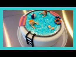 Motivtorte Swimming Pool Schwimmbecken Fondant Torte Fondant Tutorial Von Kuchenfee Pool Cake Cake Cake Decorating Tutorials