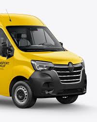 Download Panel Van Mockup Half Side View In Vehicle Mockups On Yellow Images Object Mockups PSD Mockup Templates