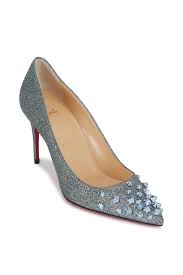 Christian Louboutin - Drama Metallic Light Blue Glitter Pump, 85mm