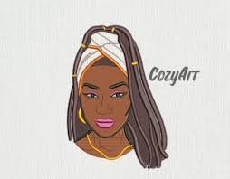 DIGITAL: APPLIQUE Woman In Wrap dreadlocks hairstyle