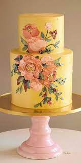 Autumn Colours Wedding Theme Different Shades Of Purple Warm Yellow Hues Painted Cakes Floral Cake Beautiful Cake Designs