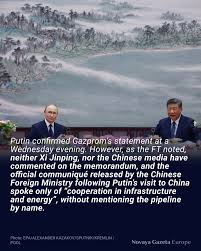 Beijing has still not confirmed announcements made by Vladimir Putin and  the head of Russian energy giant Gazprom of a deal signed earlier this week  to build a new gas pipeline from