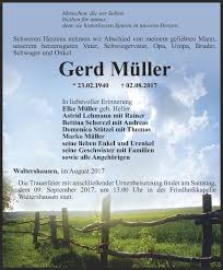 Finden sie hier traueranzeigen, todesanzeigen und beileidsbekundungen aus ihrer tageszeitung todesanzeigen der letzen 14 tage. Traueranzeigen Von Gerd Muller Trauer In Thueringen De