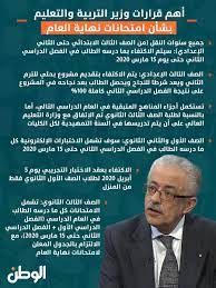 أتمنى أن نلتزم بمتابعة البيانات. ØµØ­ÙŠÙØ© Ø§Ù„ÙˆØ·Ù† Ø§Ù„Ù…ØµØ±ÙŠØ© Ù‚Ø±Ø§Ø±Ø§Øª Ù…Ù‡Ù…Ø© Ù…Ù† ÙˆØ²ÙŠØ± Ø§Ù„ØªØ±Ø¨ÙŠØ© ÙˆØ§Ù„ØªØ¹Ù„ÙŠÙ…