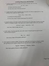 This reagent is the one that determines the amount of product formed. Solved Limiting Reactants Worksheet 1 3 Moles Of Nitroge Chegg Com