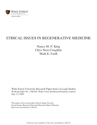 Pdf Ethical Issues In Regenerative Medicine