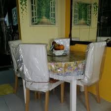 Shop for dining room chairs cover online at target. Round Extend Dining Table With 4 Chair Include Table Cloth With Plastic Cover Furniture Home Living Furniture Tables Sets On Carousell