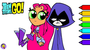 Raven coloring book page starfire coloring book page teen titans go! Teen Titans Go Coloring Book Raven And Starfire Coloring Page Youtube