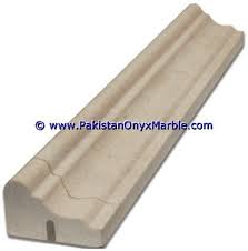 Pure white thassos marble from greece with dramatic unstructured soft to deep blue/grey veining in an elegantly crafted chair rail molding trim piece. Pakistan Sahara Beige Marble Molding Chair Rail Stonecontact Com