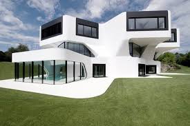 Two floors villa exterior design with biophilic elements, entrance pathway and landscape. Interesting Architecture In Germany 26 German Buildings