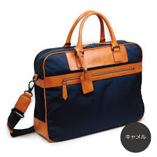 ムラ染めオリーブレザー×ナイロン 2wayブリーフケース - バッグアトリエA-LOOK